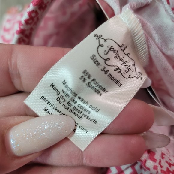 Persnickety NWT Wonderstruck Lisel Legging pink white geometric cropped 3-6m - Picture 5 of 5